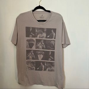 Bruce Lee Movie Scene Collage Light Gray V-neck T-shirt, Super Soft, Size XL